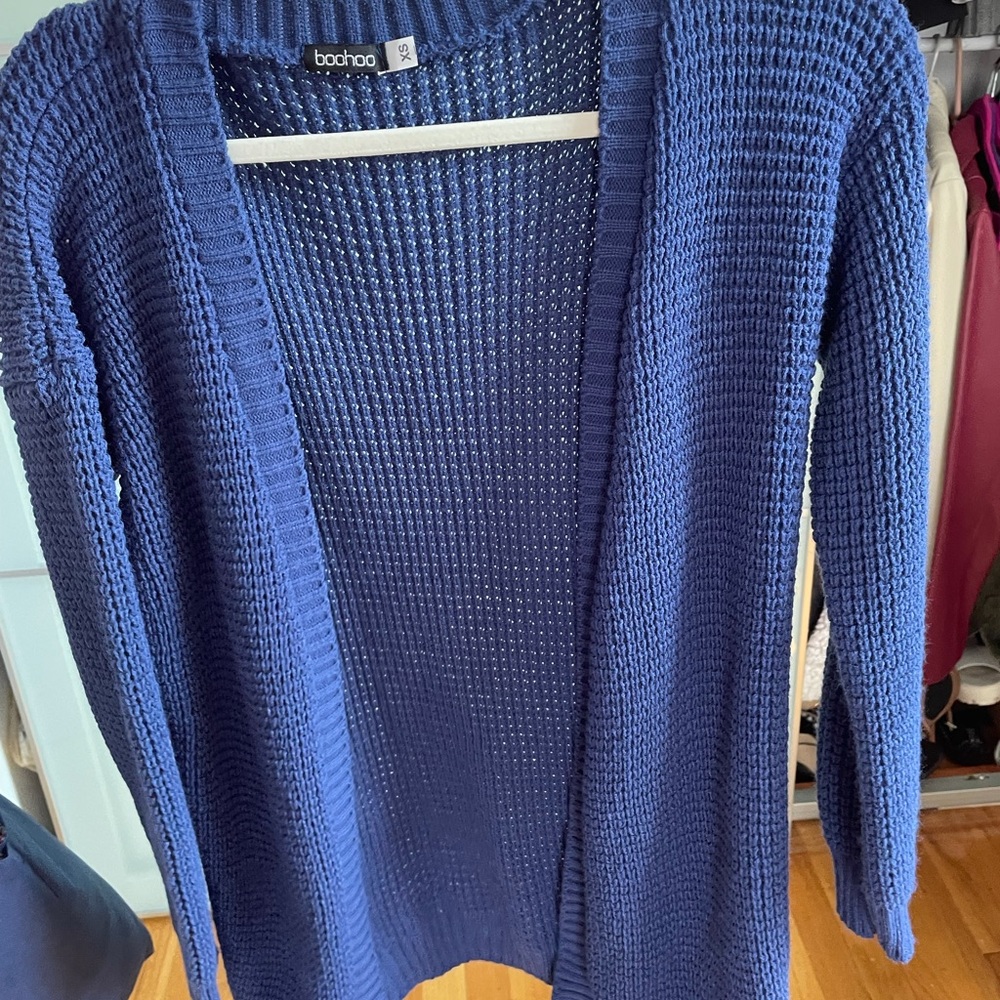 blue boohoo cardigan
